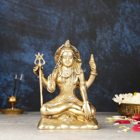 Brassaura™ Brass Shiva Idol – Height 6.5 Inches & Weight 1 Kgs | Classic Indian Décor