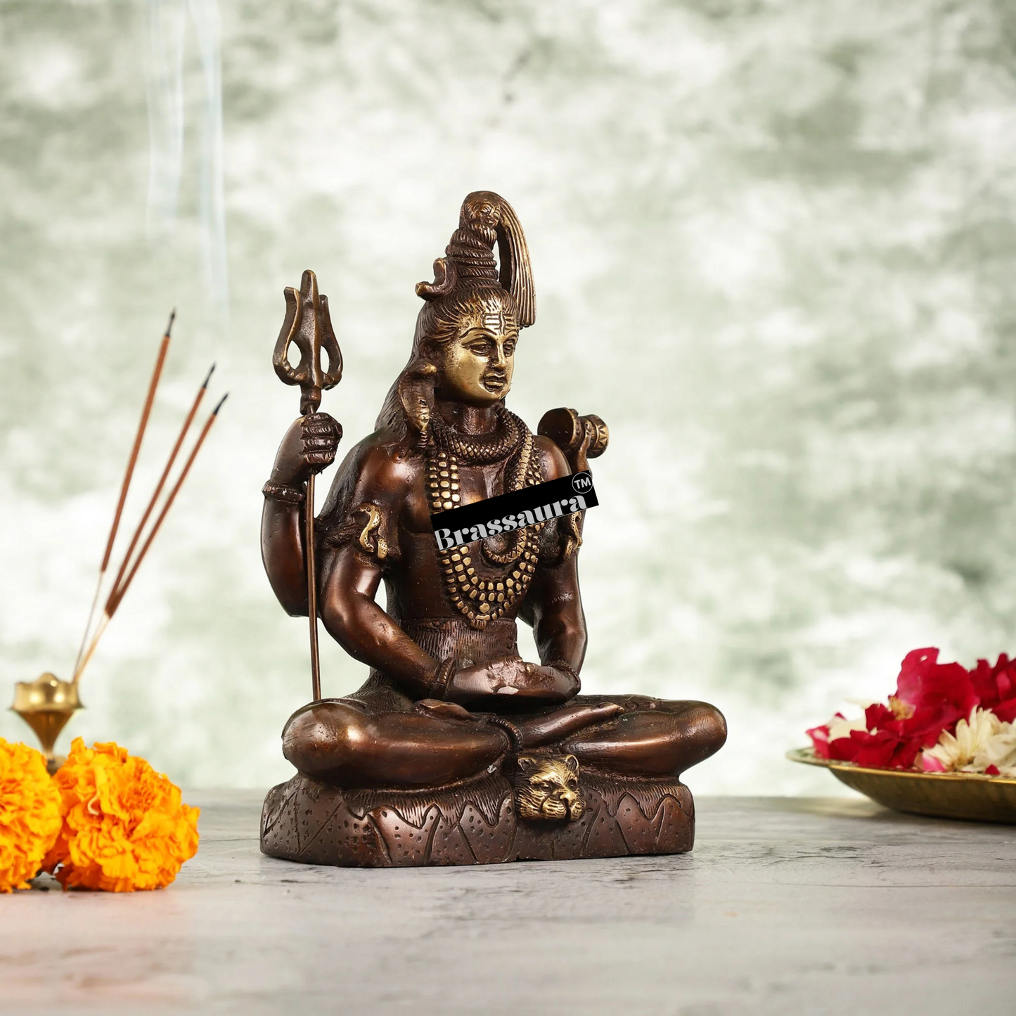 Brassaura™ Brass Shiva Idol – Height 8.5 Inches & Weight 2.6 Kgs | Temple & Home Accent