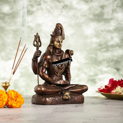 Brassaura™ Brass Shiva Idol – Height 8.5 Inches & Weight 2.6 Kgs | Temple & Home Accent