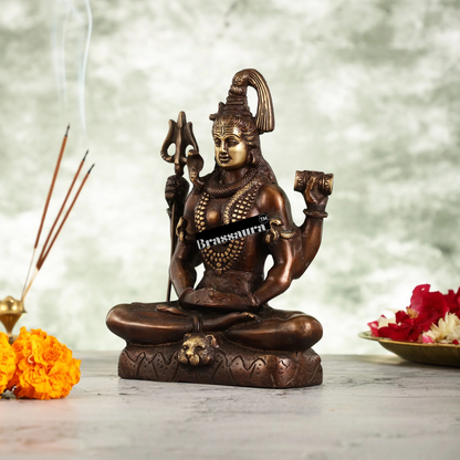 Brassaura™ Brass Shiva Idol – Height 8.5 Inches & Weight 2.6 Kgs | Temple & Home Accent