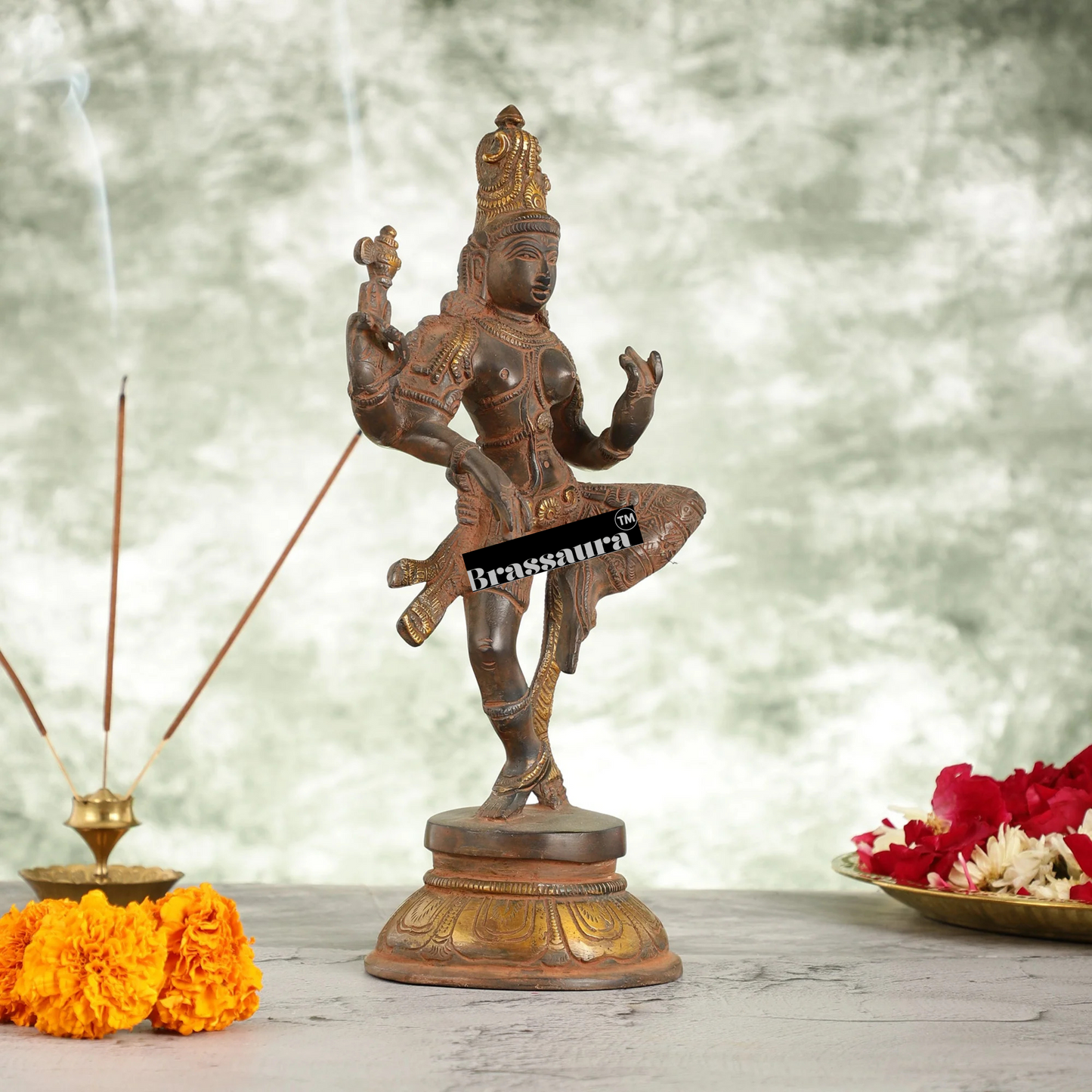 Brassaura™ Brass Shiva Idol – Height 12 Inches & Weight 3.25 Kgs | Spiritual Temple Statue
