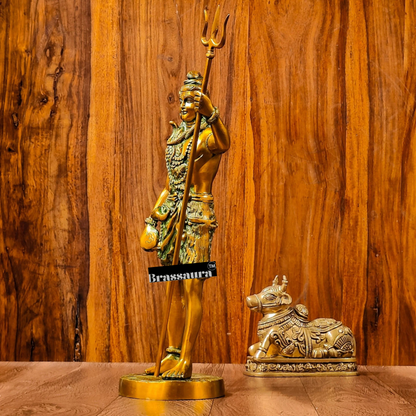 Brassaura™ Brass  Standing Shiva Idol – Height 18 Inches & Weight 6 Kgs | Temple & Home Accent