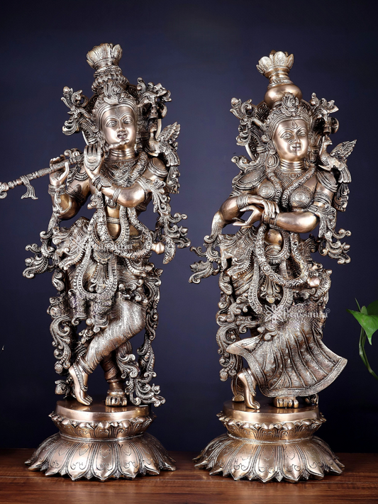 Brassaura™ Brass Radha-Krishna Idol – Height 27 Inches & Weight 40 Kgs | Spiritual Home Accent