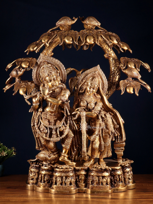 Brassaura™ Brass Radha-Krishna Idol – Height 30 Inches & Weight 52.5 Kgs | Temple & Home Murti