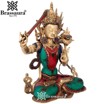 Brass Gem Stone Work Tara Weight 33 Kg & Height 32 Inch