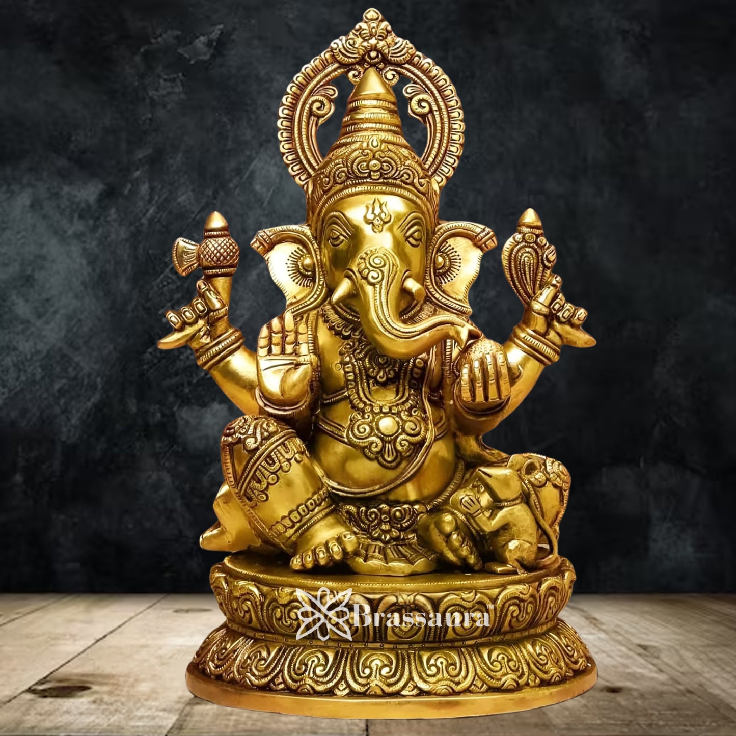 Brass Super fine Ganesha Weight 11.5 Kg & Height 14 Inch