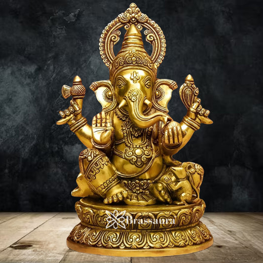 Brass Super fine Ganesha Weight 11.5 Kg & Height 14 Inch