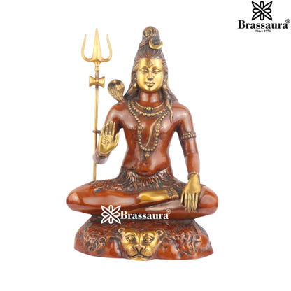Brassaura™ Elegant Brass Shiva Idol – Height 24 Inches & Weight 17 Kgs | Hindu Devotional Idol