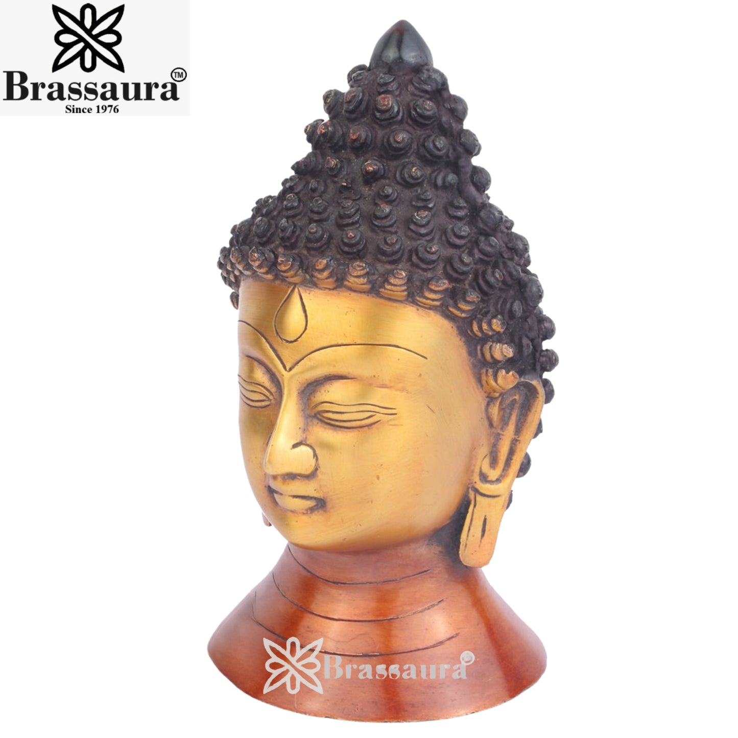 Brass Face Buddha  Weight 2.5 Kg & Height 8 Inch