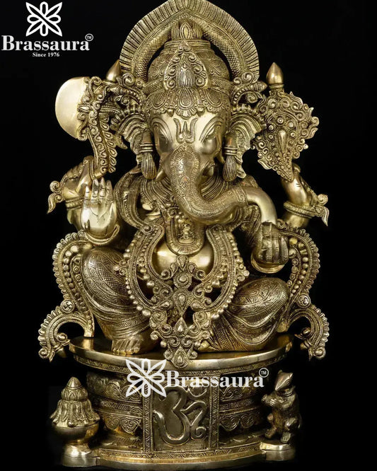 Brass Jewellery Work Ganesha Statue Weight 30 Kg And Height 22.5 Inch