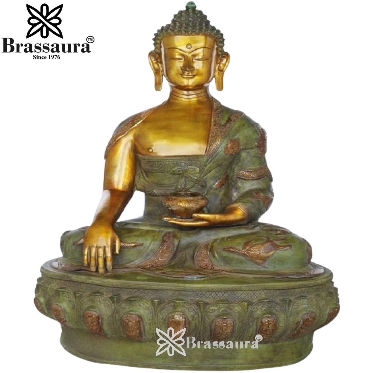 Brass Bhumisprasa Multicolored Buddha Weight 43 kg & Height 33 Inch