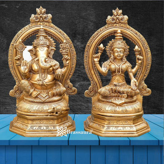 Brass Royal Golden Lakshmi Ganesh Weight 8 Kg & Height 11 Inch