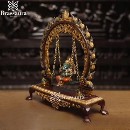 Brass Artistic Ganesha Jhula Weight 5.5 Kg & Height 15 Inch