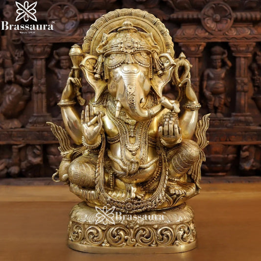 Brass Ganesha Weight 20.72 Kg & Height 20 Inch