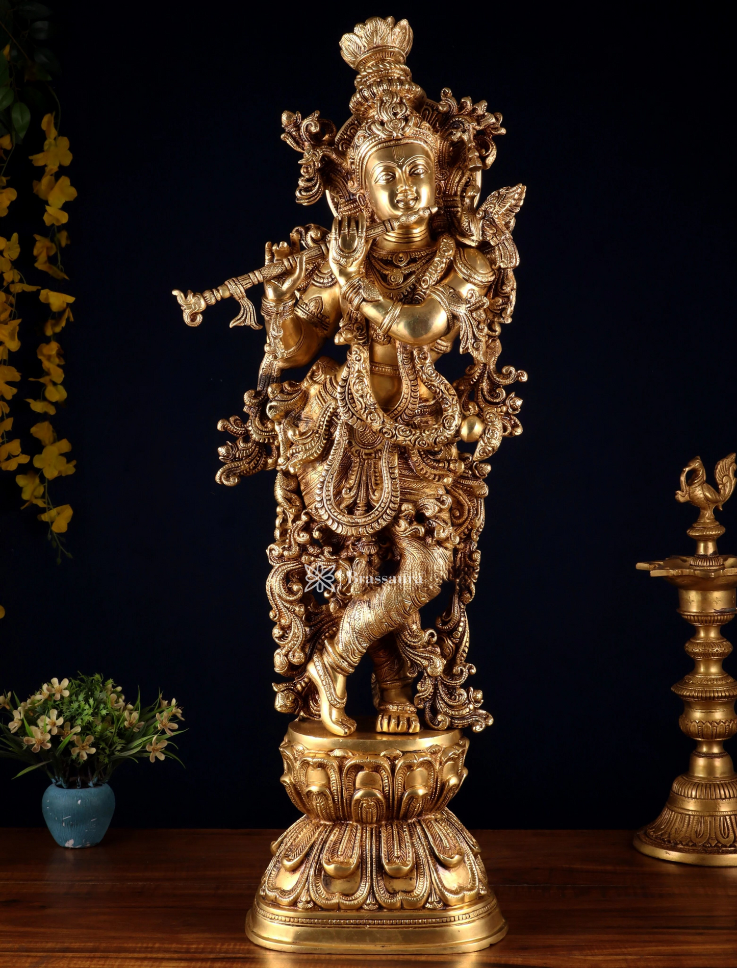 Brassaura™ Brass Superfine Krishna Statue – Height 30 Inches & Weight 20 Kgs