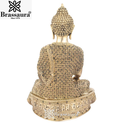 Brass Bhumisprasa Gem Stone Work Buddha Weight 11 Kg & Height 16 Inch