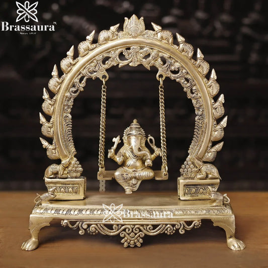 Brass Golden Ganesha Jhula Weight 5.4 Kg & Height 15.5 Inch