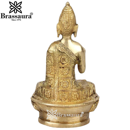 Brass Blessing Buddha Weight 0.7 kg & Height 5.5 Inch