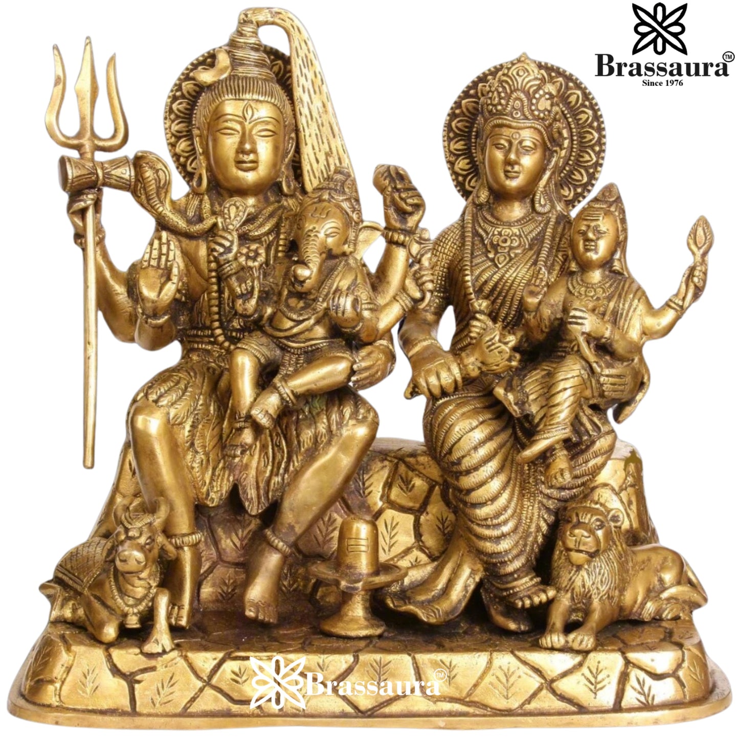 Brass Antique Shiv Family  Weight 11 Kg & Height 12 Inch