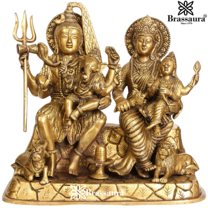 Brass Antique Shiv Family  Weight 11 Kg & Height 12 Inch
