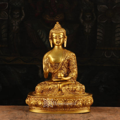 Brass Bhumisprasa Royal Golden Buddha Weight 2.7 kg & Height 9.5 Inch