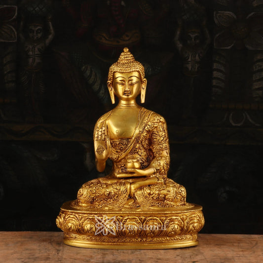 Brass Bhumisprasa Royal Golden Buddha Weight 2.7 kg & Height 9.5 Inch