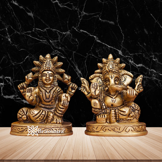 Brass Artistic Lakshmi Ganesh Weight 0.8 Kg & Height 3 Inch