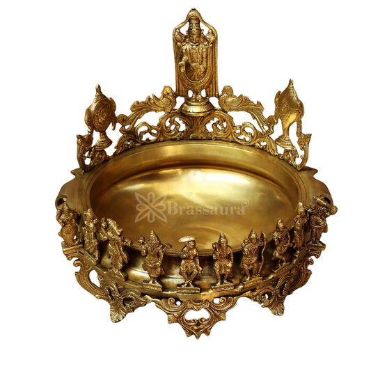 Brassaura® Lord Balaji Brass Urli | Handcrafted Decorative Centerpiece | Height 17 Inches & Weight 17.1 Kgs