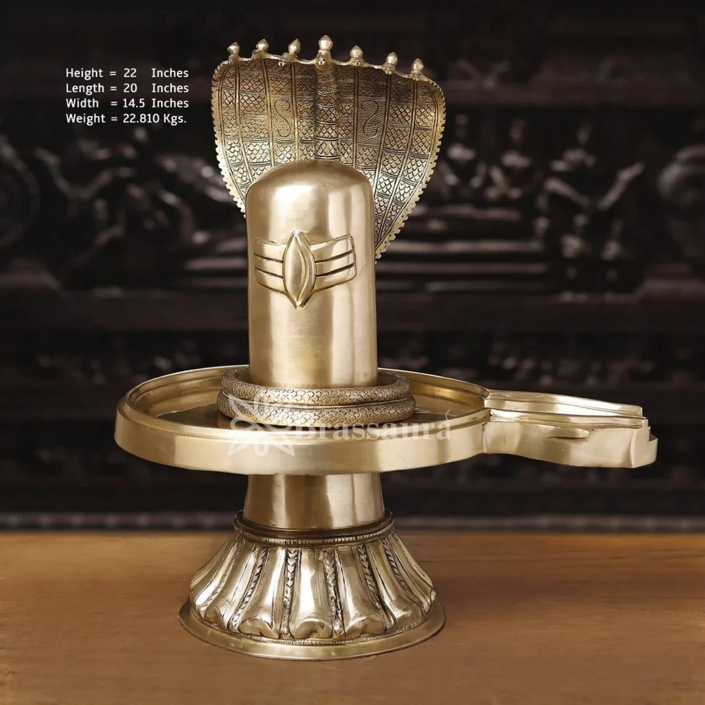 Brass Shivling With Naagraaj Statue Weight 22.81 Kg And Height 22 Inch
