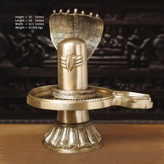 Brass Shivling With Naagraaj Statue Weight 22.81 Kg And Height 22 Inch