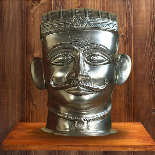 Brass Silver Shiva Mukhlingam Statue Weight 4.6 Kg And Height 8.5 Inch