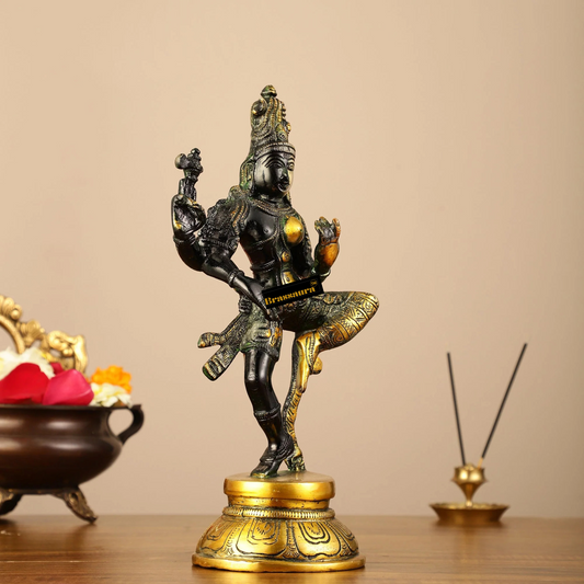 Brassaura™ Brass Ardhanarishwar Statue – Height 11.8 Inches & Weight 3.25 Kgs | Artistic Spiritual Accent