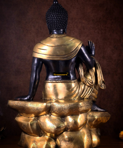 Brassaura™ Large Pure Brass Sitting Buddha Statue – Height 30 Inches, Weight 45 Kgs