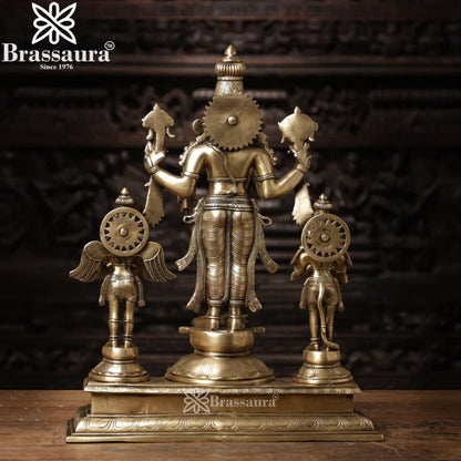 Brass Vishnu Garud & Hanuman Statue Weight 25 Kg And Height 24.5 Inch