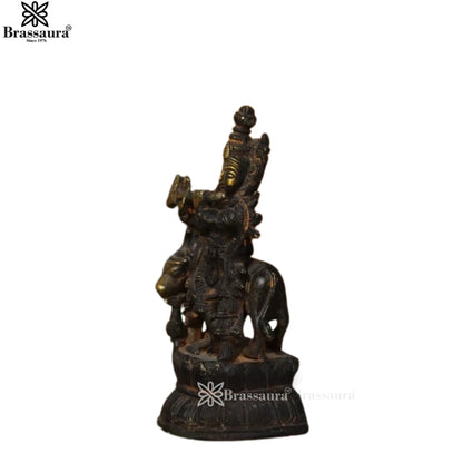 Brass Cow Krishna Murti Weight .3 Kg And Height 4 Inch