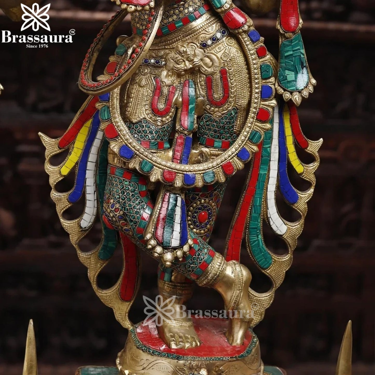 Brass Krishna Murti Weight 49.35 Kg And Height 41 Inch