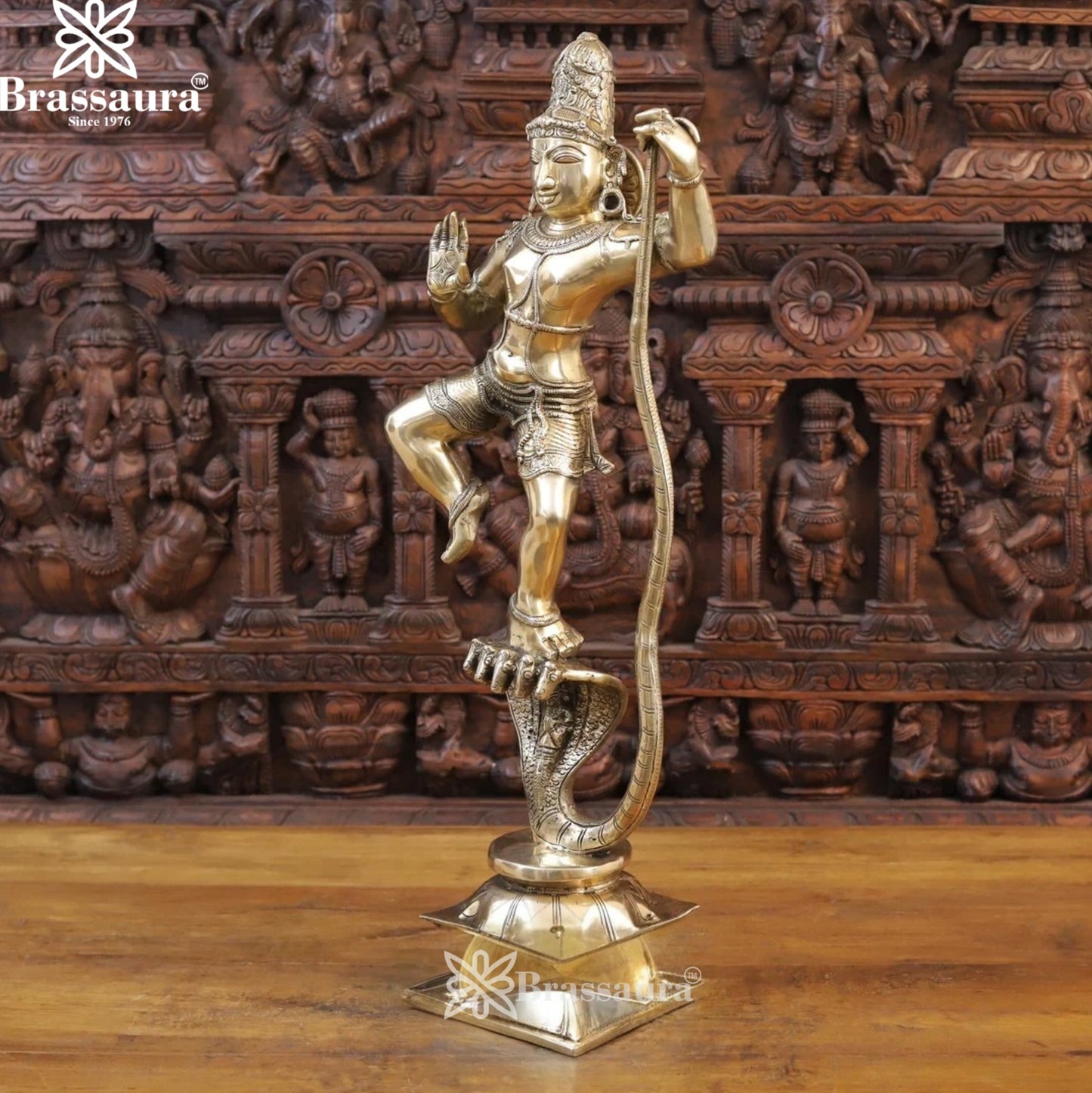 Brass Dancing Krishna Murti Weight 13.96 Kg And Height 29.5 Inch