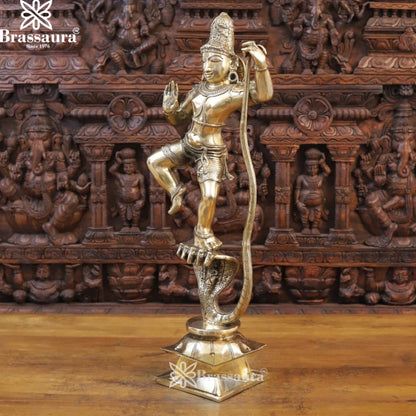 Brass Dancing Krishna Murti Weight 13.96 Kg And Height 29.5 Inch
