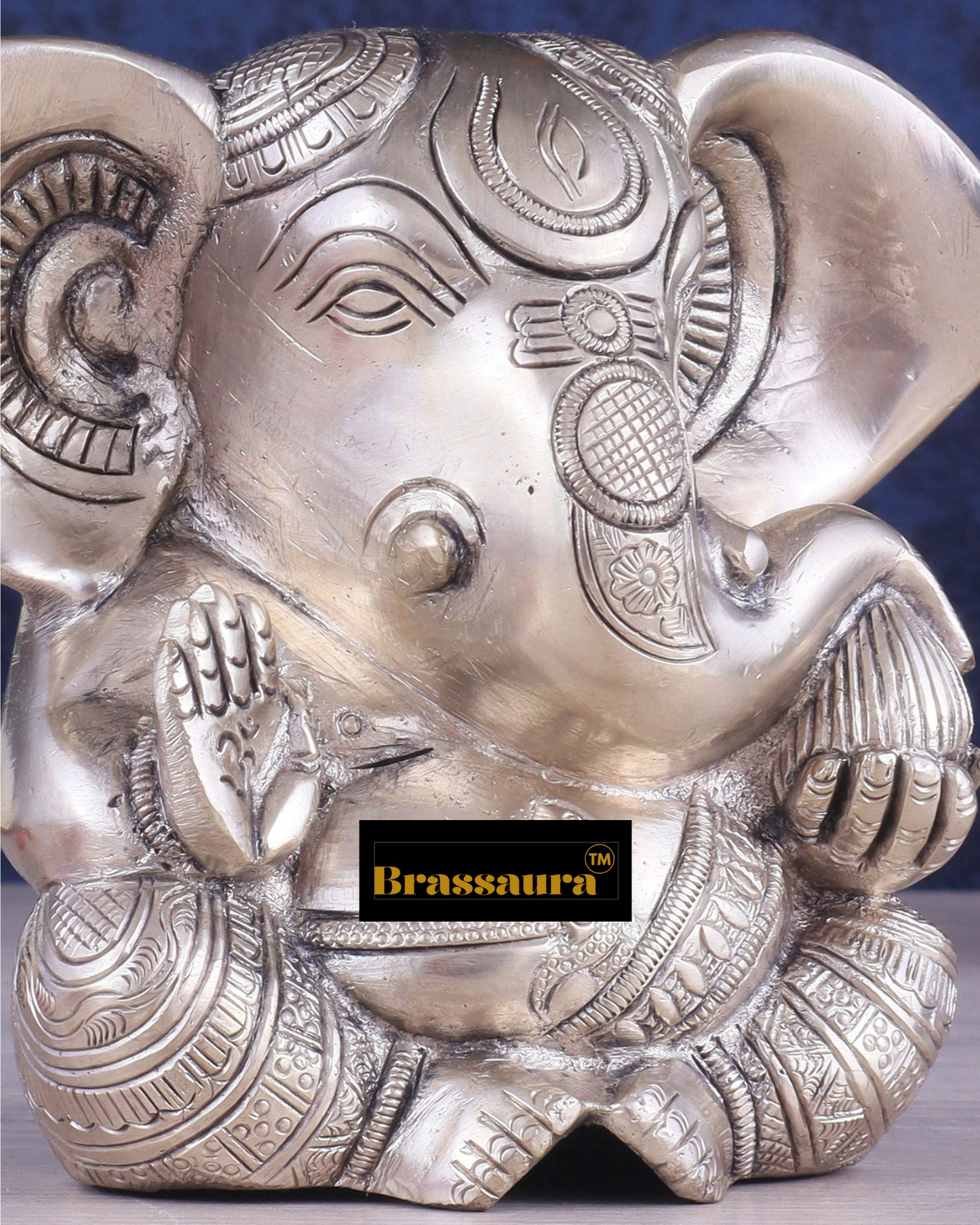 Brassaura™ Brass Appu Ganesha Superfine Statue – 6" Height, 1.6 kg – Antique Finish with Big Ears
