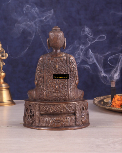 Brassaura™ Pure Brass Buddha Statue – Height 7 Inches, Weight 1.4 Kgs