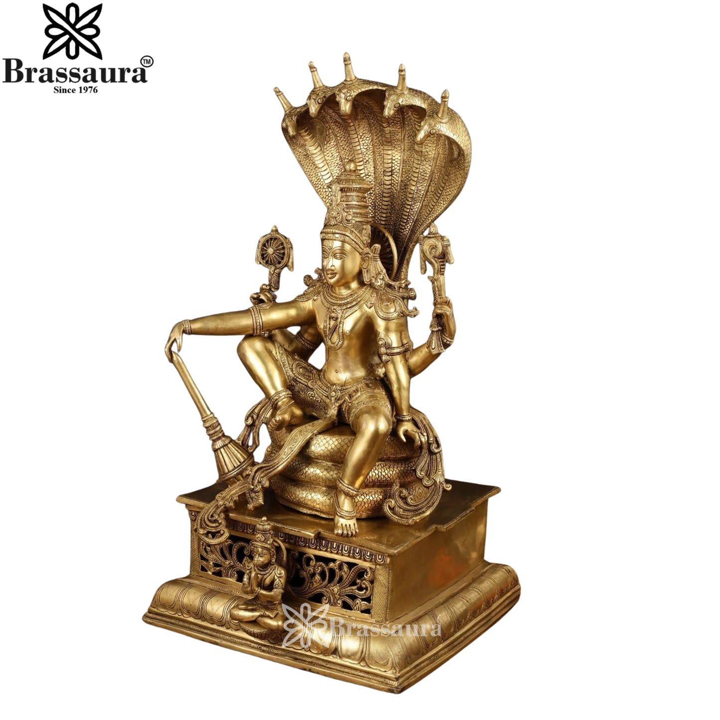 Brass Vishnu On Sheshnaag Statue Weight 35 Kg And Height 28 Inch