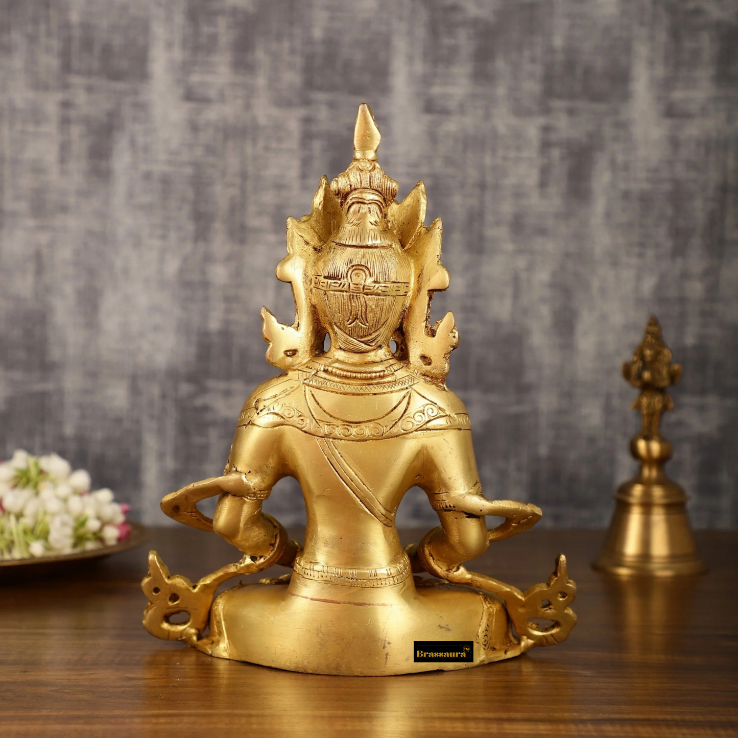 Brassaura™ Pure Brass Buddha in Amitabha Mudra – Height 12 Inches, Weight 3.7 Kgs
