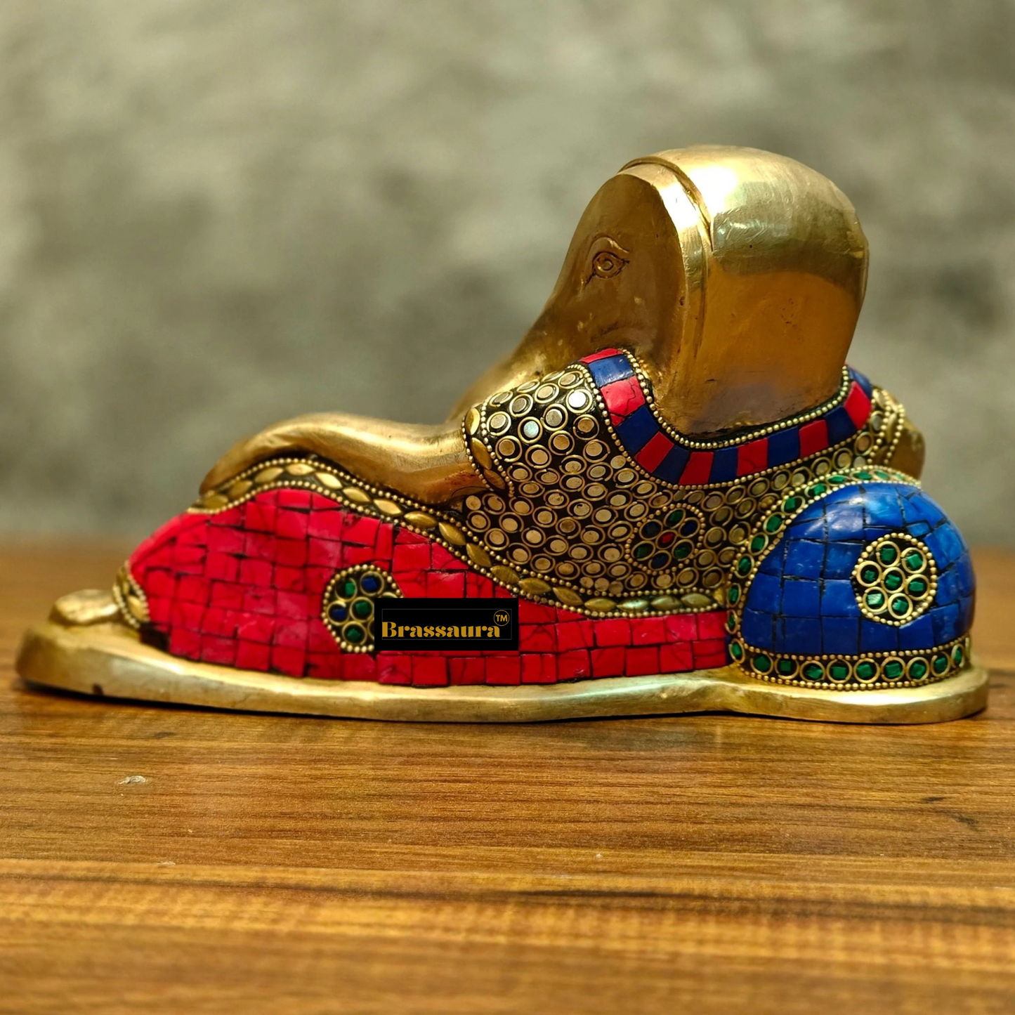 Brassaura™ Pure Brass Handcrafted Modern Ganesha Statue – Height 6 Inches, Weight 4.25 Kgs