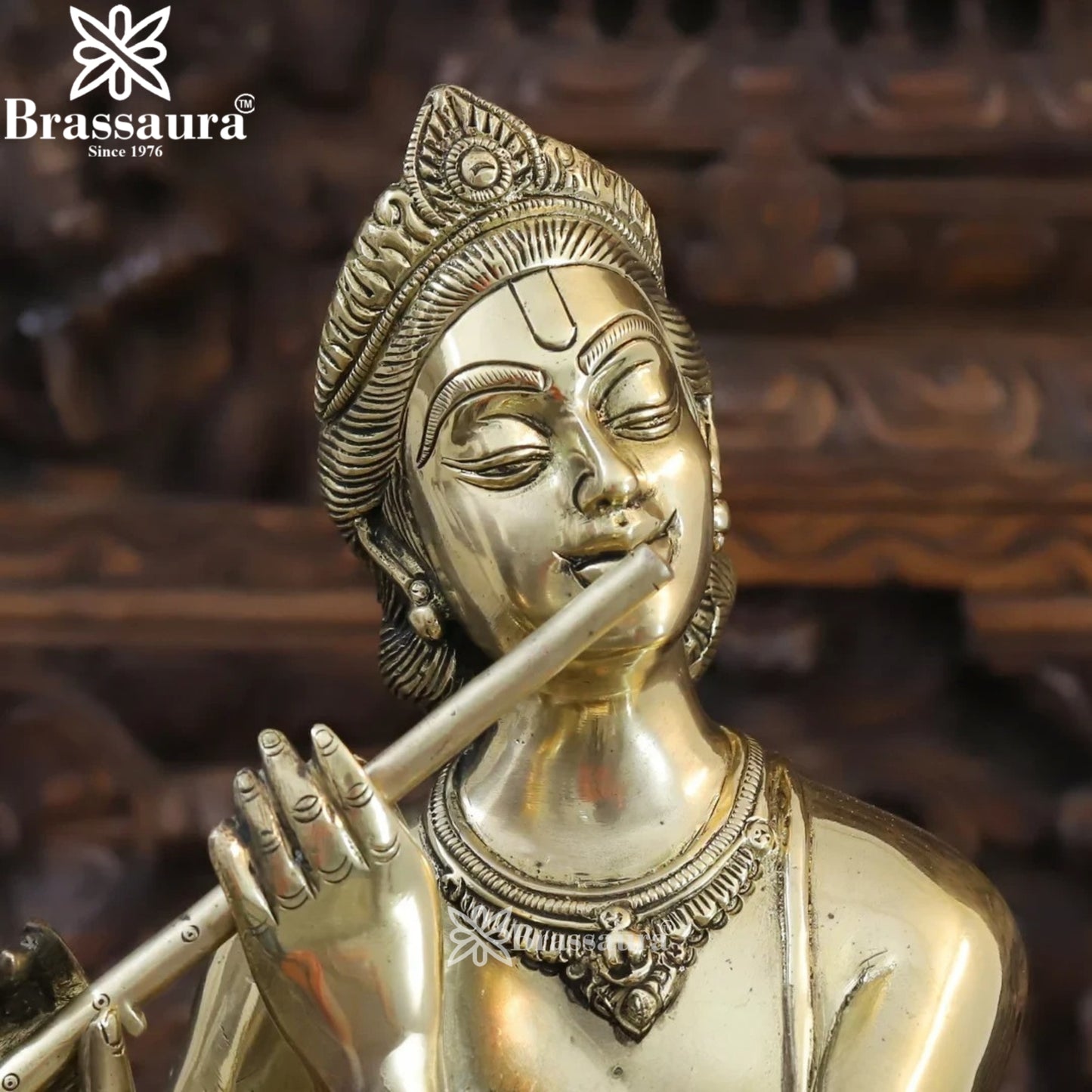 Brass Krishna Murti Weight 14.56 Kg And Height 29.5 Inch