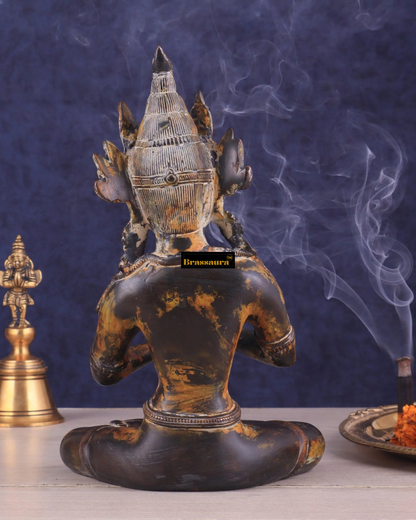 Brassaura™ Pure Brass Dharmachakra Buddha Statue – Height 10 Inches, Weight 3.27 Kgs