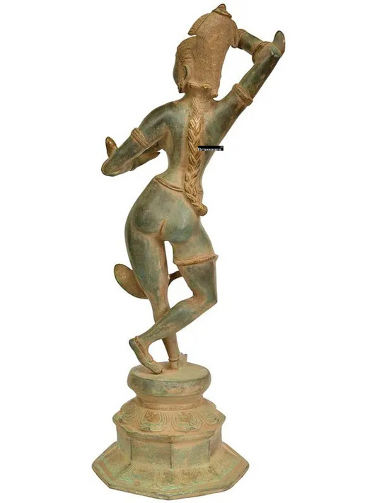 Brassaura™ Sindoor Apsara (Khajuraho Series) Brass Statue – Height 15.94 inches | Weight 4.30 kgs