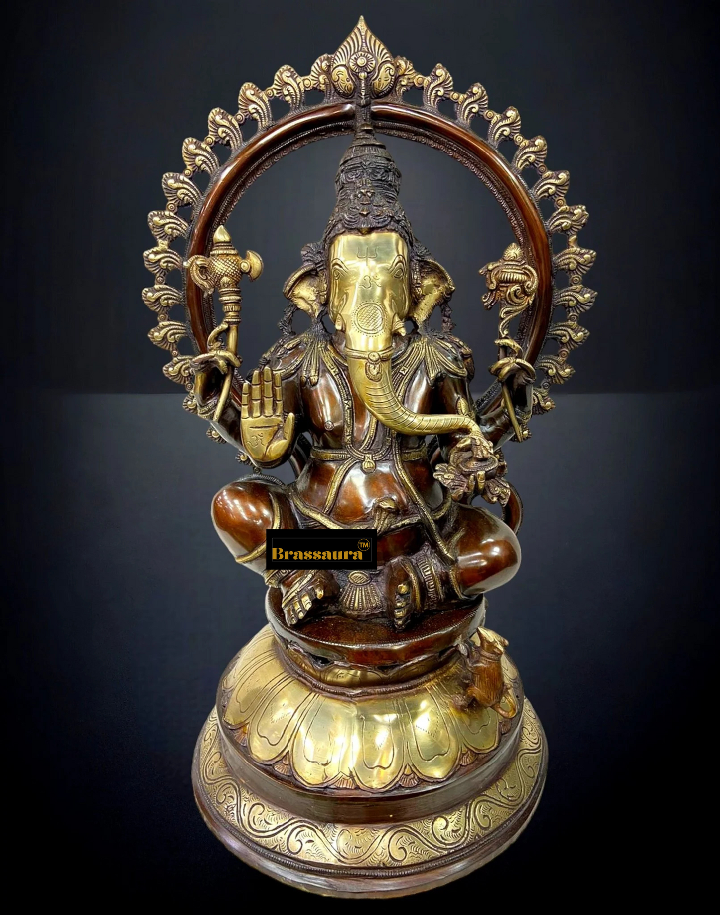 Brassaura™ Divine Brass Deity Set – Ganapati, Saraswati & Lakshmi | Height 27 inch Each | Weight 99 Kg | Premium Home Decor