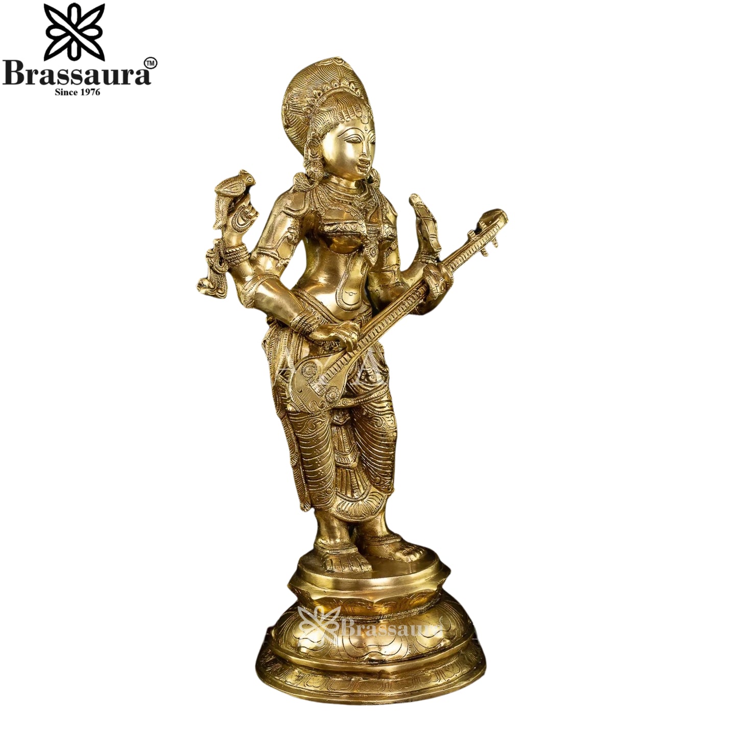 Brass Saraswati Statue Weight 23 Kg And Height 14 Inch