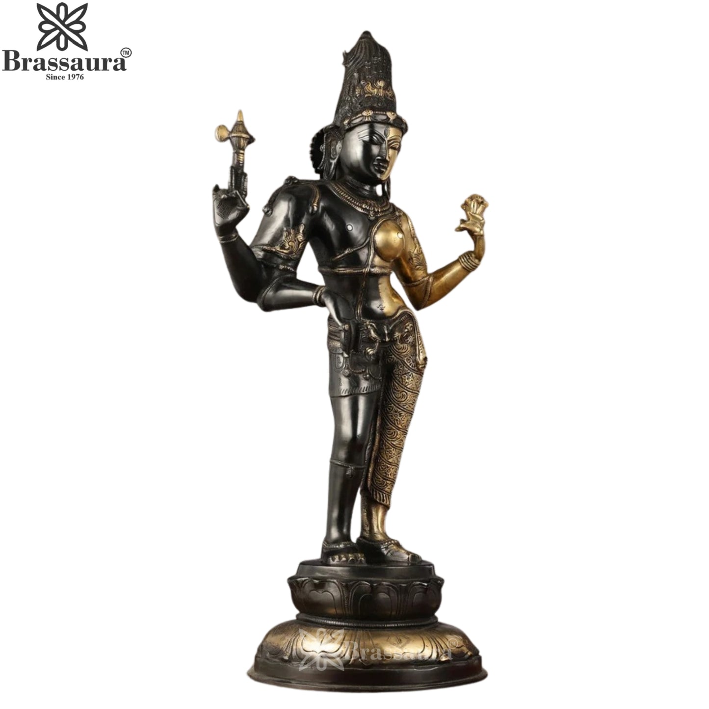 Brass Aardhnareshwar Statue Weight 14 Kg And Height 27 Inch