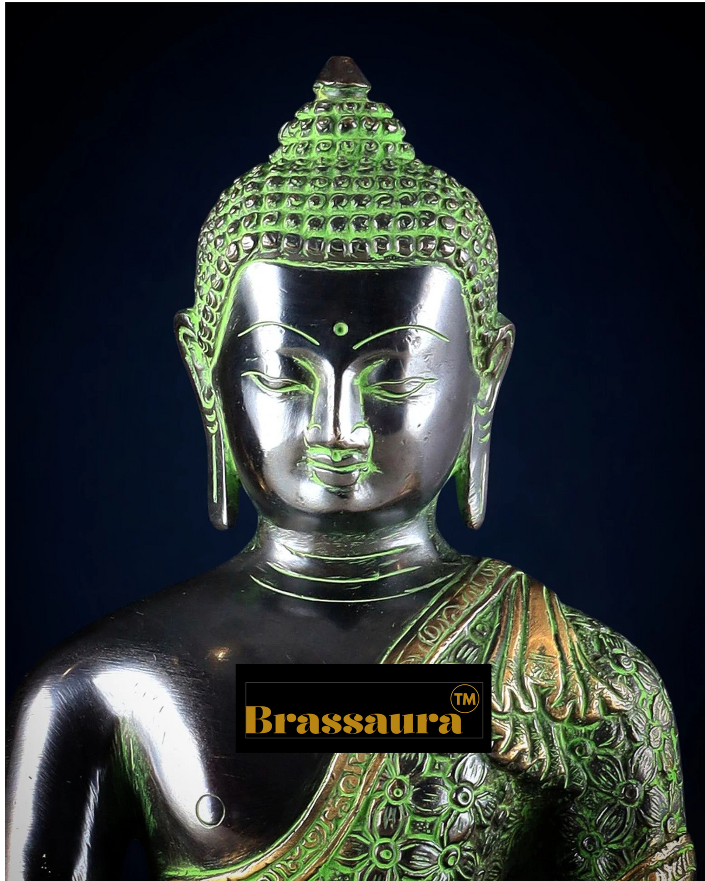 Brassaura™ Pure Brass Buddha Idol – Height 13 Inches, Weight 6.66 Kgs
